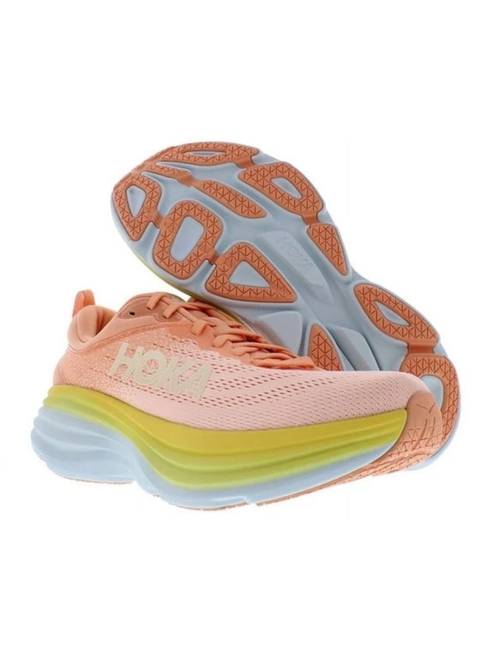 HOKA ONE ONE Bondi 8 Women's Size 6.5 Peach Yellow Running Shoes